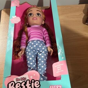 Be My Bestie Doll with Striped Pink Top and Blue Polka Dot Pants
